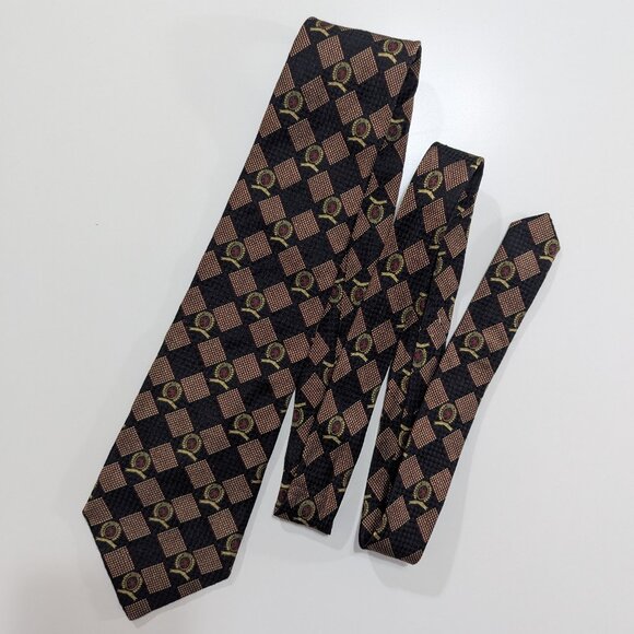 Vintage Tommy Hilfiger repeated Crest Logo Print Necktie 100% Silk - Picture 1 of 10